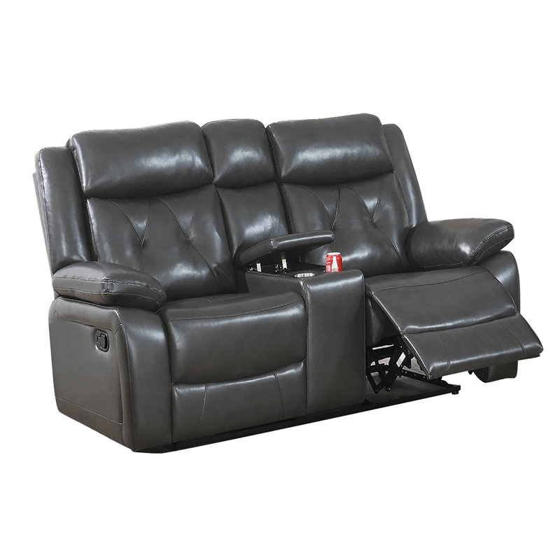 Gruffudd 75 " Faux Leather Sofa Reclining, Gray Faux Leather
