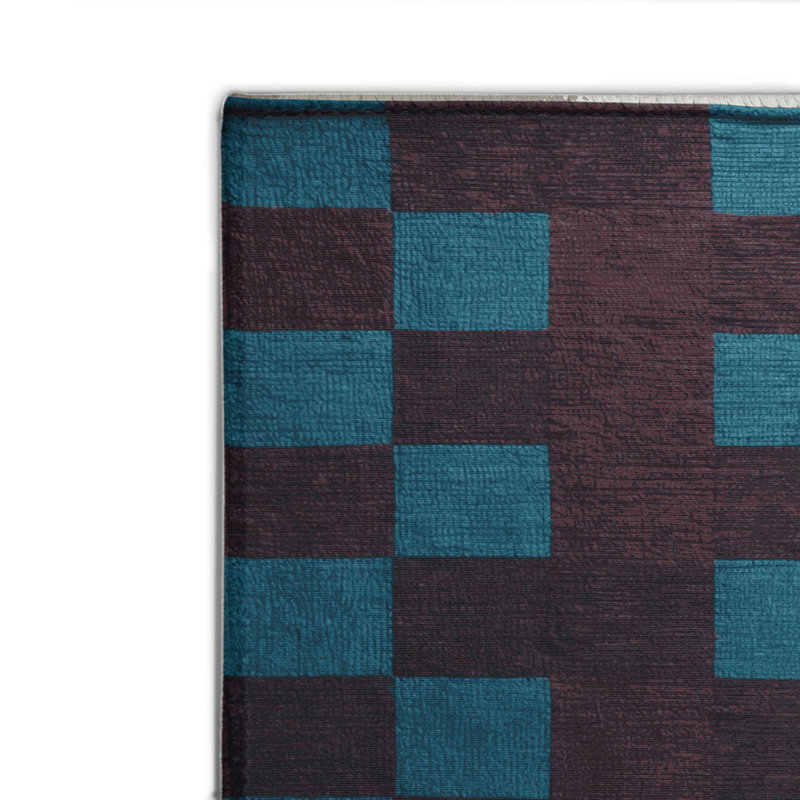 Tapis intérieur / extérieur mauve à carreaux, Rectangle 4pi x 6 pi