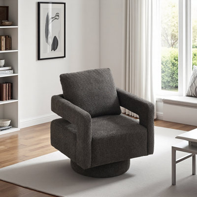 29.13" W Square Swivel Accent Chair, Modern Rotating Arm Chair With Open Back,360 Degree Rotation