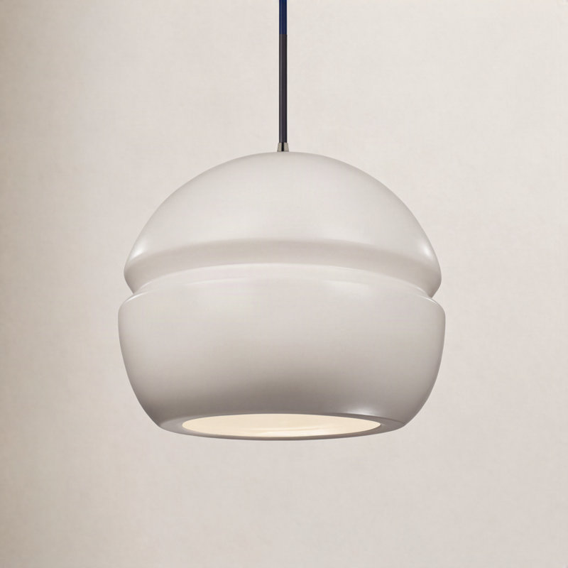 Logan Dimmable Globe Single Light Pendant, Gloss White, Brushed Nickel