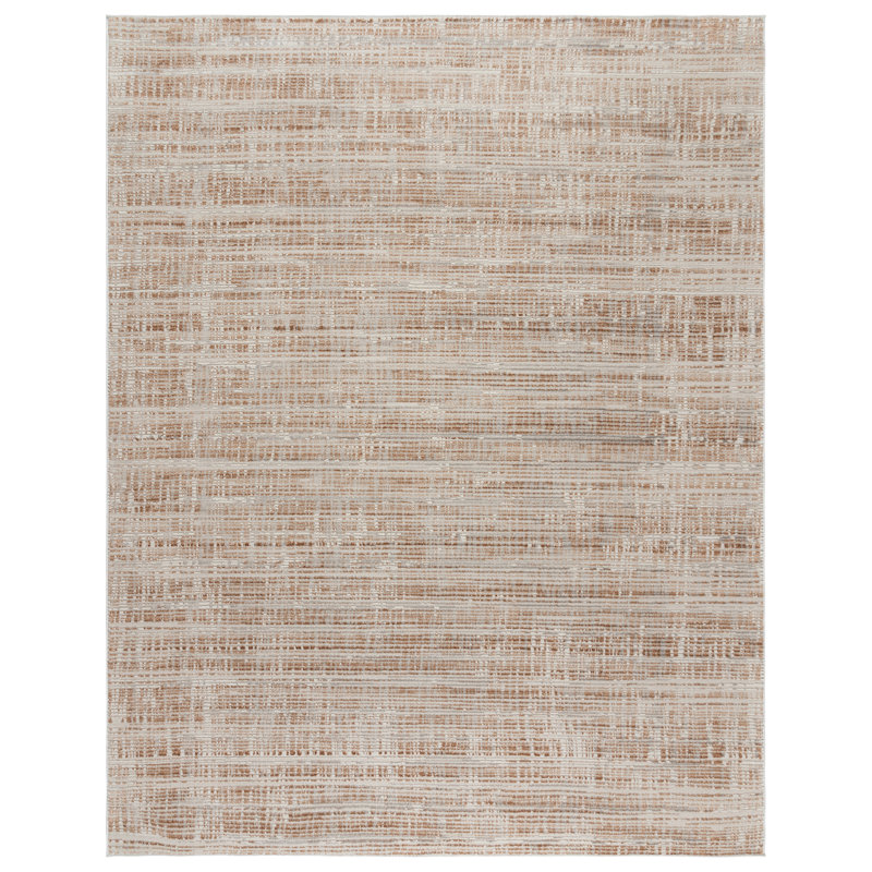 Miesner Dario Modern Striped Cream Polyester High-Low Indoor Area Rug, Rectangle 8'9" x 13'1"