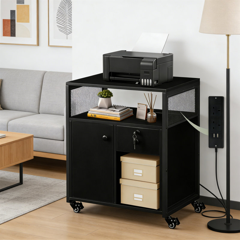 60cm Wide File Cabinet, Black