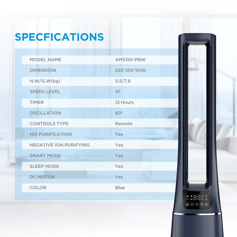 Breeins 105.5cm Oscillating Pedestal / Standing Fan Fan