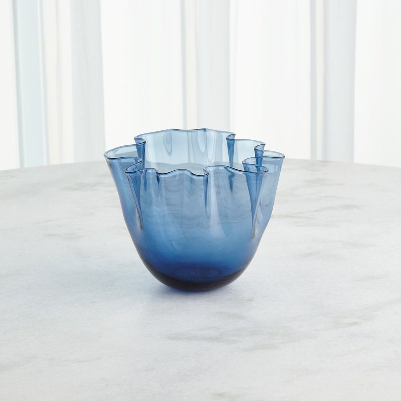 Glass Table Vase, 7.5" H x 8.75" W x 8.75" D