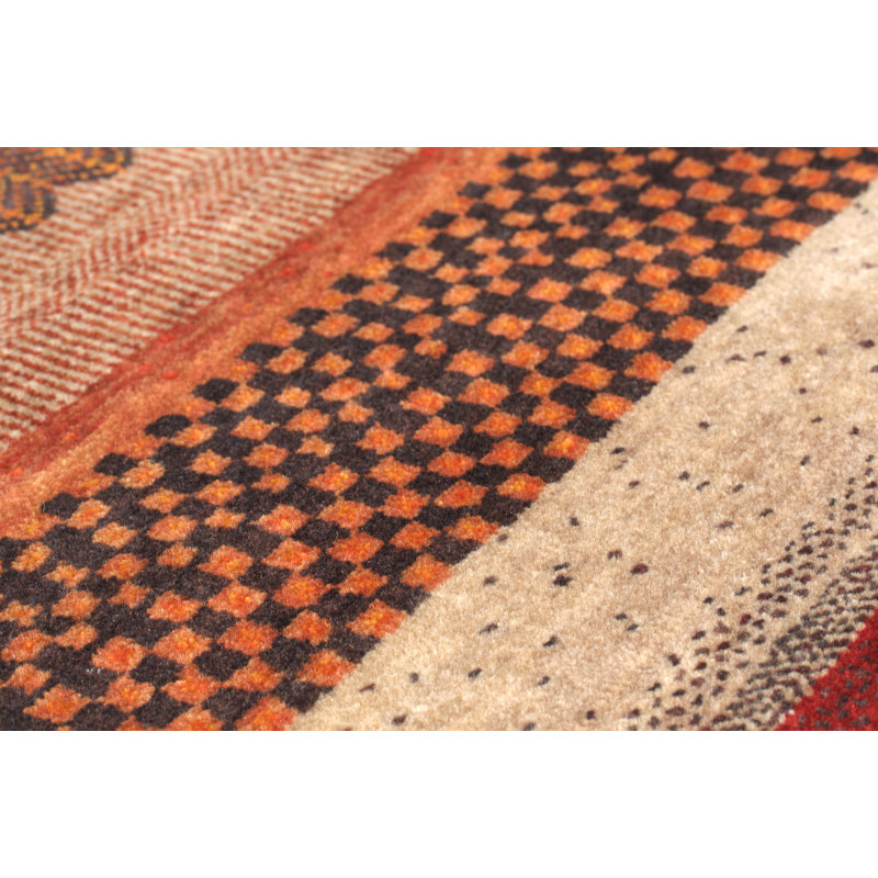 Belday Hand Woven Wool Beige/Brown/Orange Indoor Rug, Rectangular 70 x 140 cm