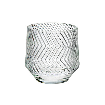 Bougeoir rond en verre (chevron) - ensemble de 4