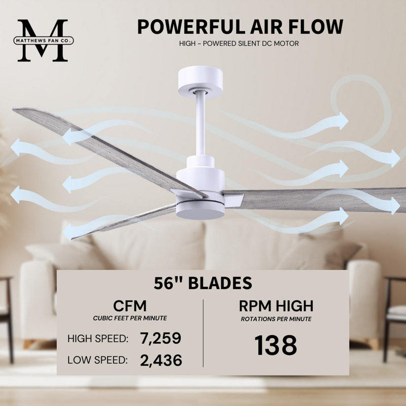 Alessandra Outdoor Downrod Ceiling Fan, Barn Wood Tone, Matte White