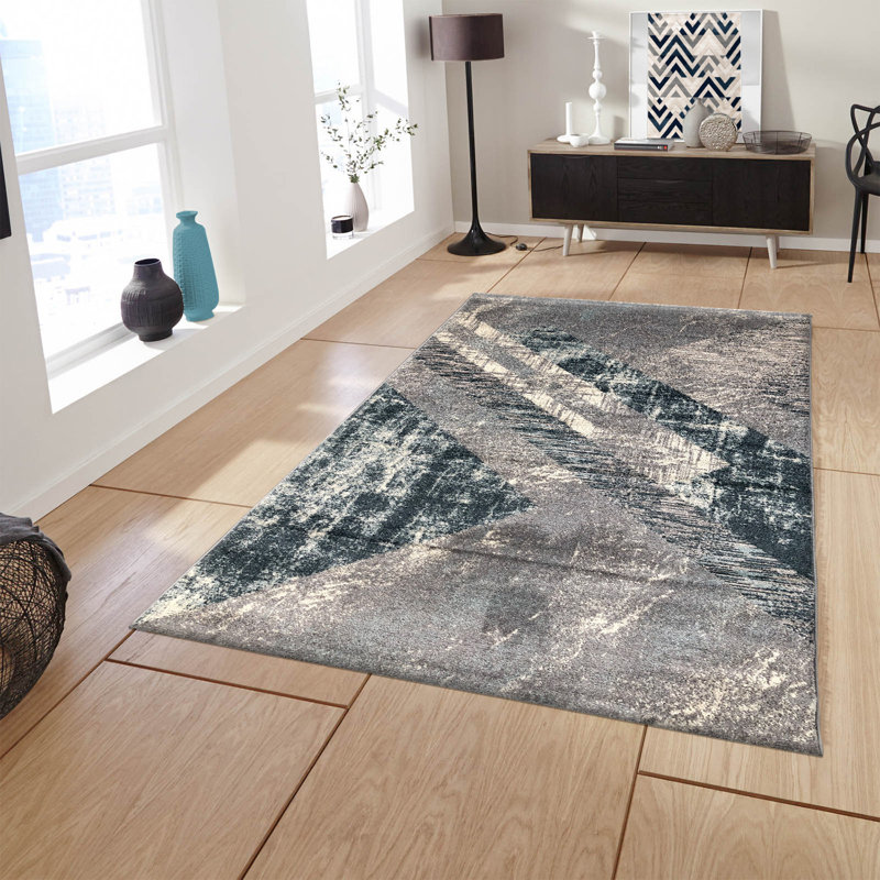 Tapis gris / beige touffeté à la machine Irsay, Rectangle 3 pi 11 po x 5 pi 11 po