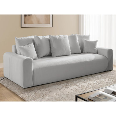 Sofa bed Calma with storage compartment in Bumpy design, made of textured fabric
