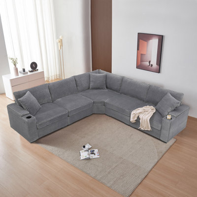Sylvienne 106" Convertible L-Shaped Sectional Corner Sofa