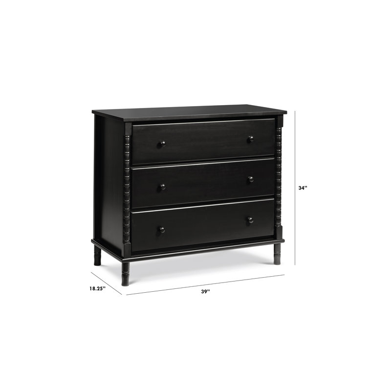 Commode 3 tiroirs Jenny Lind, Noir ébène