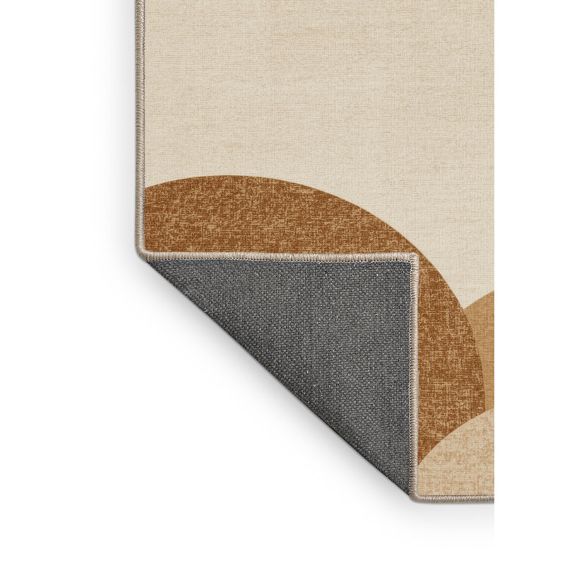 Soft Plush Fabiano Thanksgiving Modern & Contemporary Abstract Area Rug in Beige – Beige Binding, 6x9