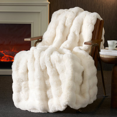 Faux Fur Cozy Bubble Texture Throw Blanket For Sofa, Bedroom, Or Living Room