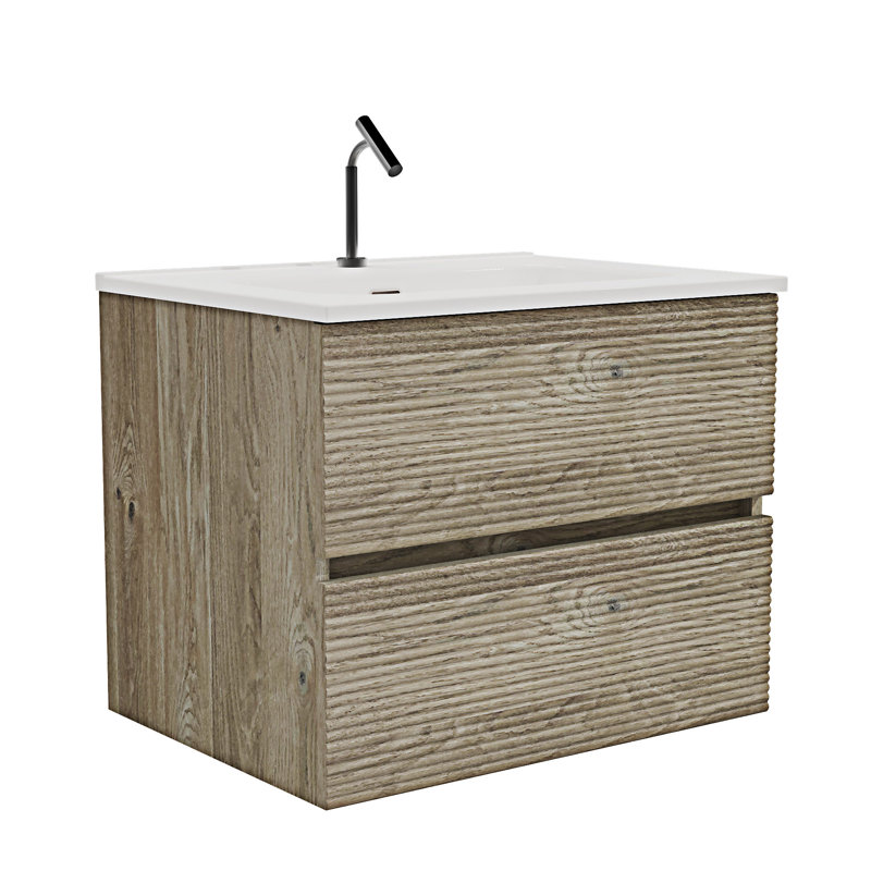 Meuble-lavabo mural avec lavabo en céramique intégré et trop-plein, 24"