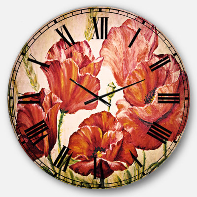 Poppies in Wheat - Traditional wall clock