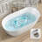 47'' W x 27.5'' D Acrylic Freestanding Bathtub Stand Alone Double Slipper Tub Oval Glossy White Bathroom Tub with Overflow & Center Drain