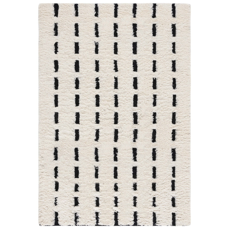Tapis rayé en laine / coton tissé à la main Franchezca, Rectangle 5 pi x 8 pi