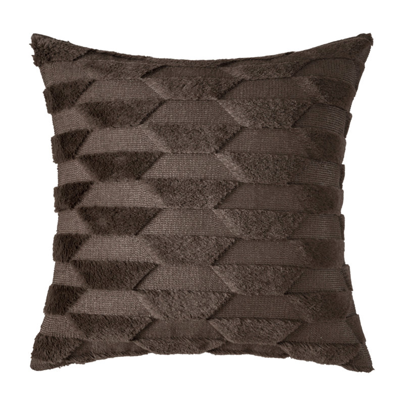 Housse et insert de coussin en fourrure synthétique Emboridered Fur - Hexagon, Brun
