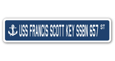 Francis Scott Key Ssbn 657 Street Sign Heavy Duty Plastic 4" X 18"