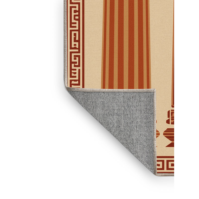Machine Washable Orsolya Athens Parthenon Classic Oriental Rug in Brown – Beige Binding, 8x10