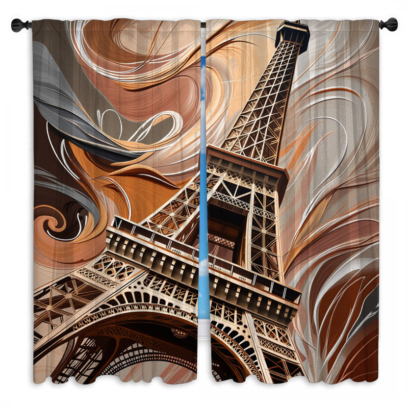 Rideaux de fenêtre Tour Eiffel obscurcissant et obscurcissant - 2 panneaux, 20 po x 50 po - 2 panneaux