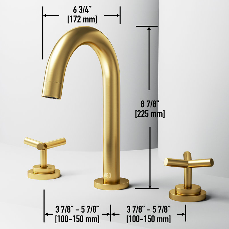 Robinet pour salle de bain à 3 trous Jewel, Or brossé mat