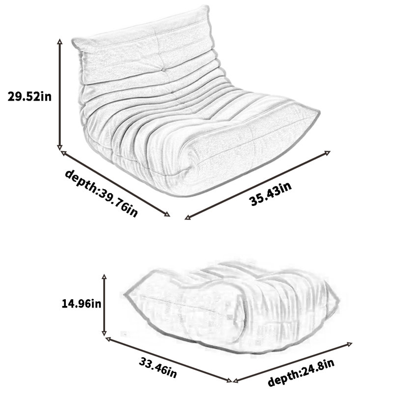 Canapé simple et paresseux en chenille, Mélange de polyester blanc