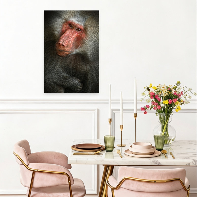 Baboon Contemporary Monkey Portrait Architecture Wall Art Print 1 Piece Wrapped Canvas Wall Art, 60.96cm H x 40.64cm W