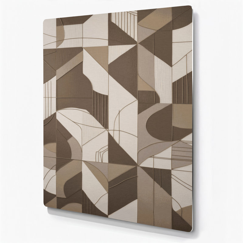 Abstrait formes 62, art mural en métal beige