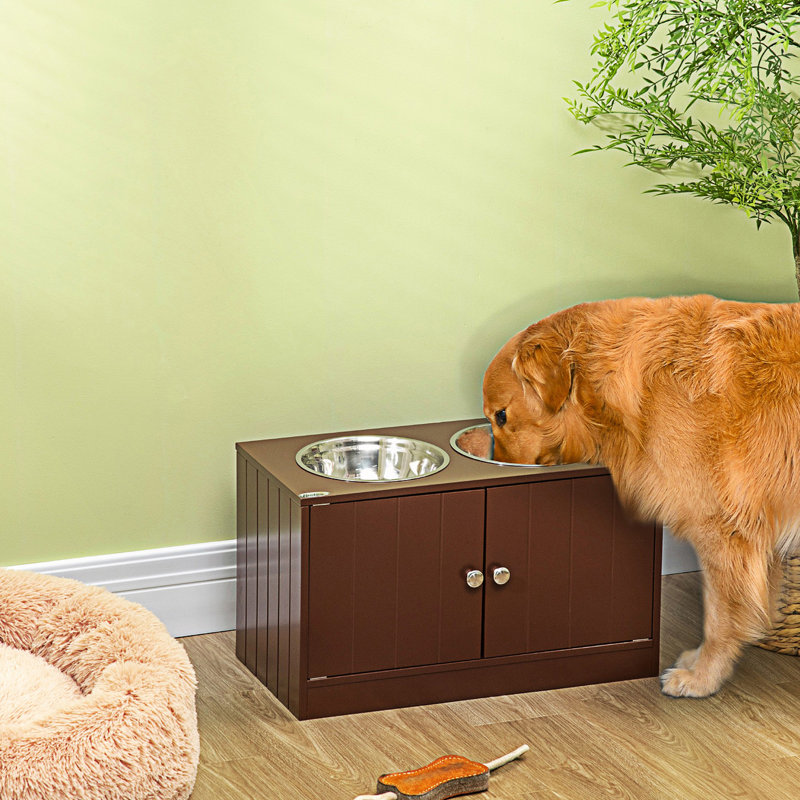 Armoire décorative, bols pour chien avec armoire de rangement d'une grande capacité de 44 L