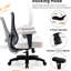 Grande chaise de travail ergonomique pour les utilisateurs lourds, filet gris, élastique, soutien lombaire, rotation à 360 °, inclinaison réglable, base en métal, grand bureau facile à installer avec siège intégré, siège large, pivotant, hauteur,-130484804