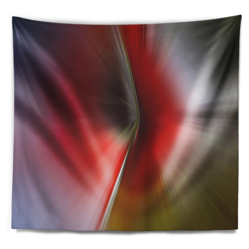 Corwin, explosion abstraite de rouge sur tapisserie mauve, H 78 po x l 92 po