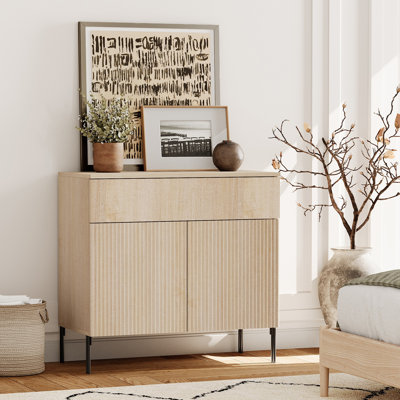 Union Rustic 31.5" Reeded Baby Dresser With Drawer, Wooden Kids Dressers With Doors, Modern Small Dressers For Bedroom, Nursery, Hallway by WAMPAT