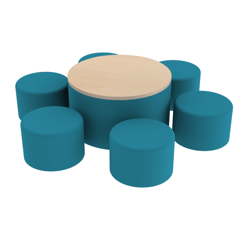 Ensemble de repose-pieds rond de 30 po avec siège rond de 12 po Pro Series Pro Series, Bleu sarcelle / érable