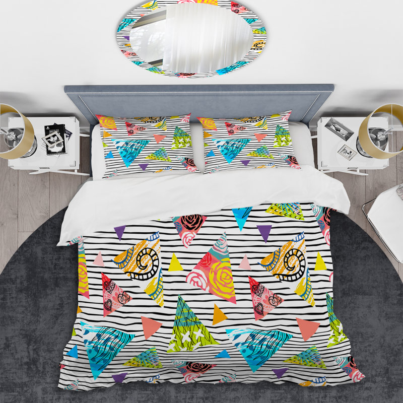 Multicolore feuille tropicale - ensemble de housse de couette abstrait - microfibre de polyester