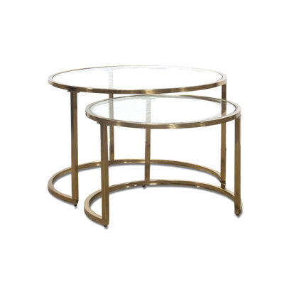 Herlef Glass Top Nesting Coffee Table