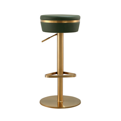 Upholstered Adjustable Height Counter Stool with Metal Frame