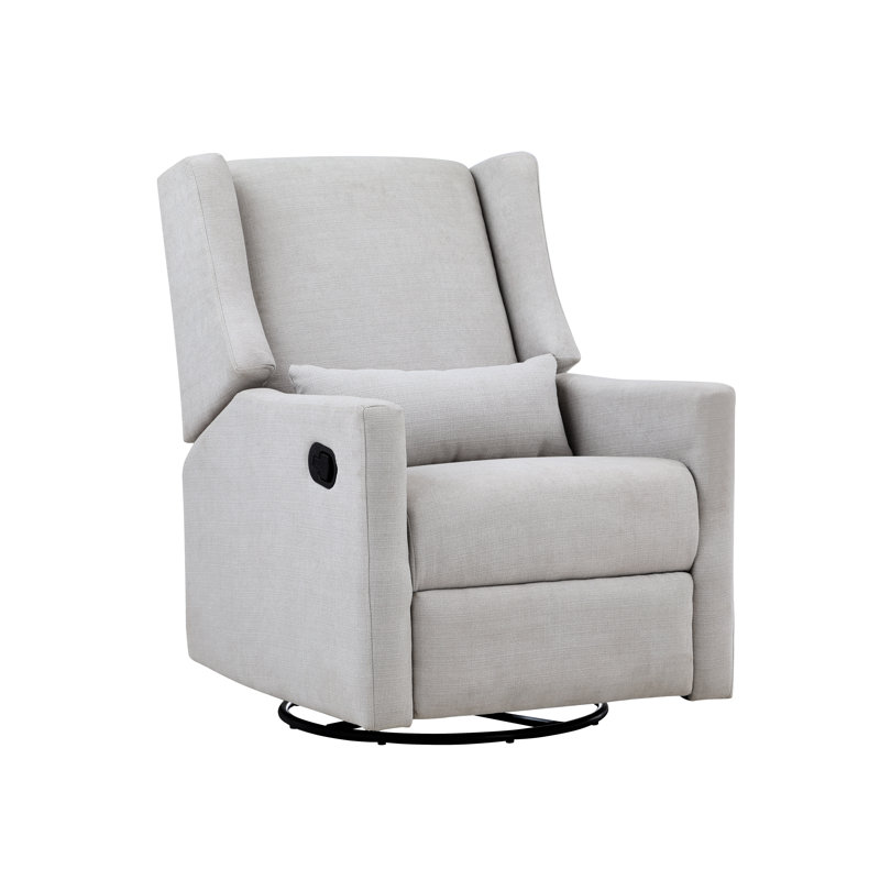 Blanco White Swivel Glider Recliner with Lumbar Pillow
