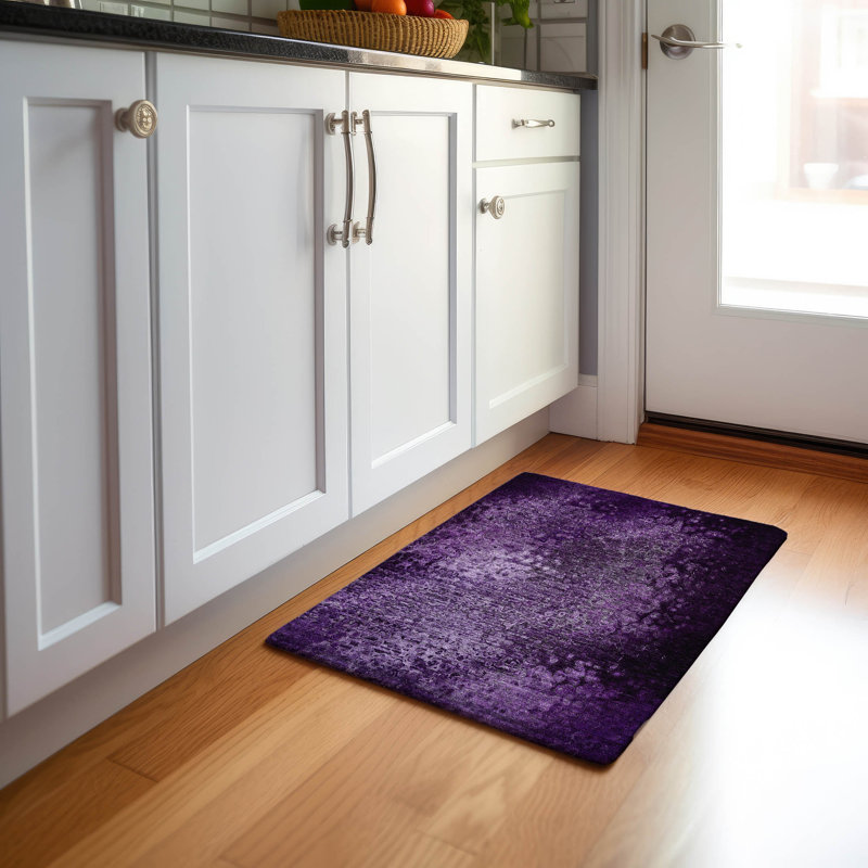 Premium Machine Washable Cerrito AMF565 Purple Rug, Rectangle 1'8" x 2'6"
