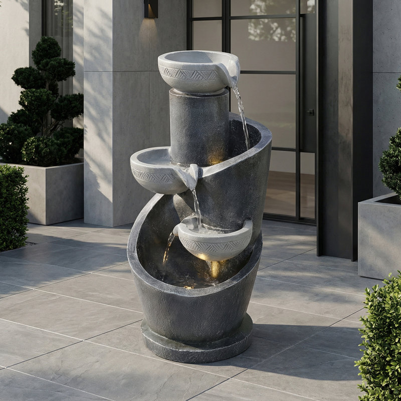 Outdoor Fountain with Lights