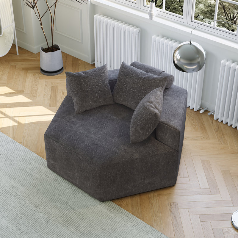 Canapé simple en chenille éponge, Gris chenille