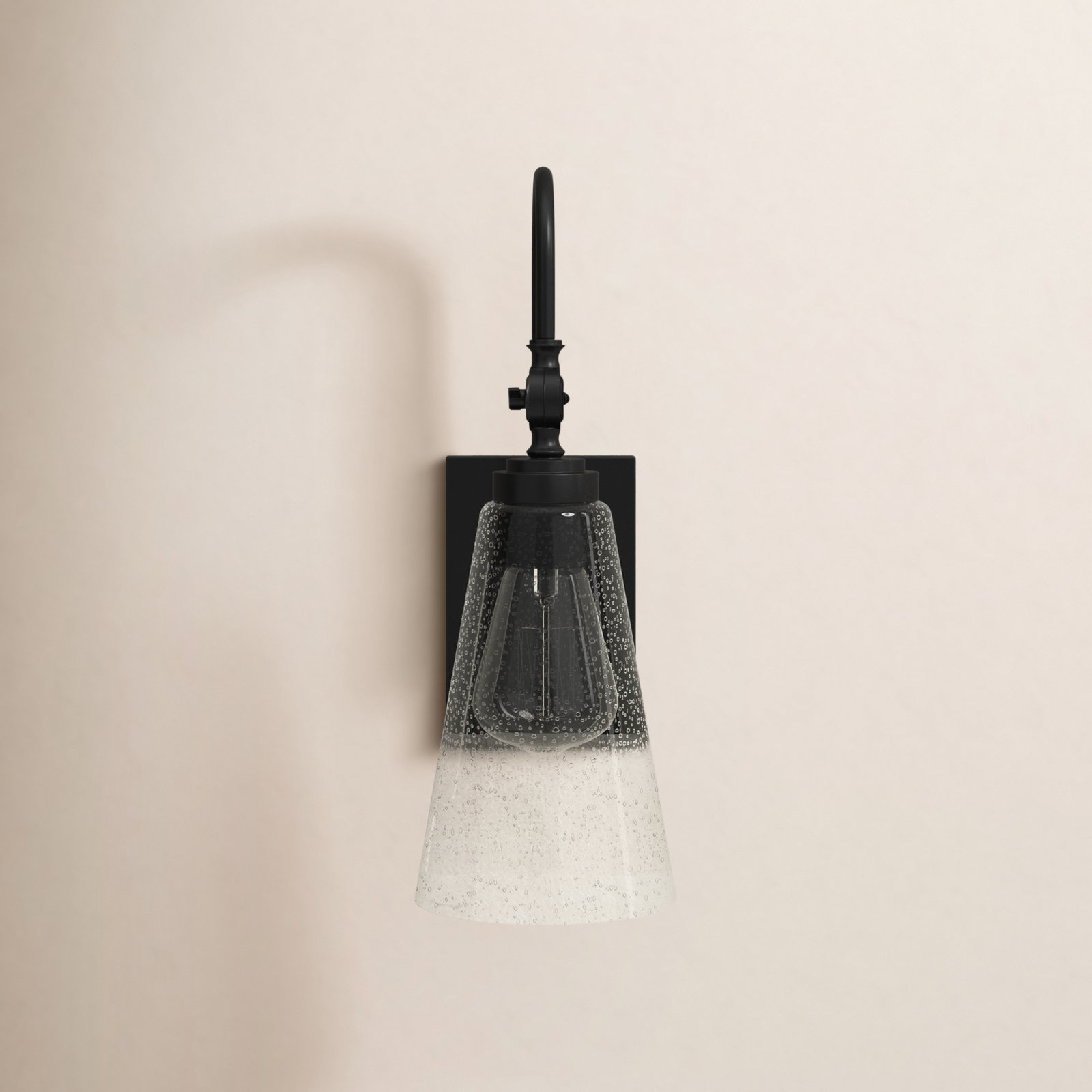 Picola Single Light Glass Dimmable Wall Sconce, Matte Black