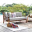 Lit de repos d'extérieur en teck de 67,75 po de large avec coussins Leona-318611753