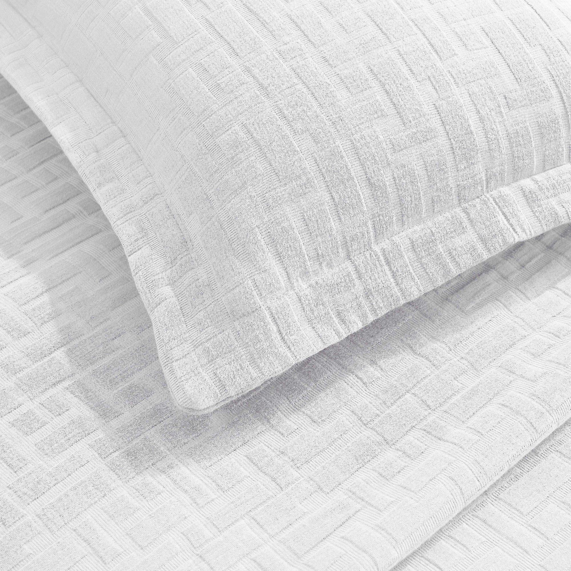 Madrid Cotton Medium Weight Geometric Matelasse Bedspread And Sham Set, White, California King Bedspread + 2 King Shams