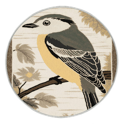 Washable Japanese White eye Birds Area Rug