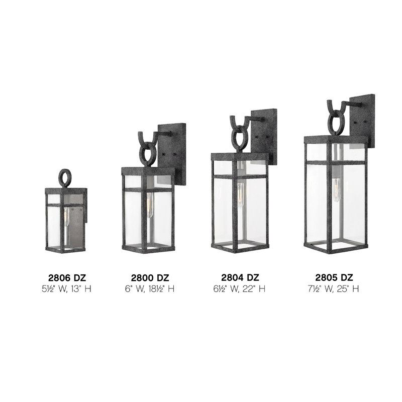 Porter Outdoor Wall Lantern, 18.5" H x 6" W x 7.5" D, Aged Zinc