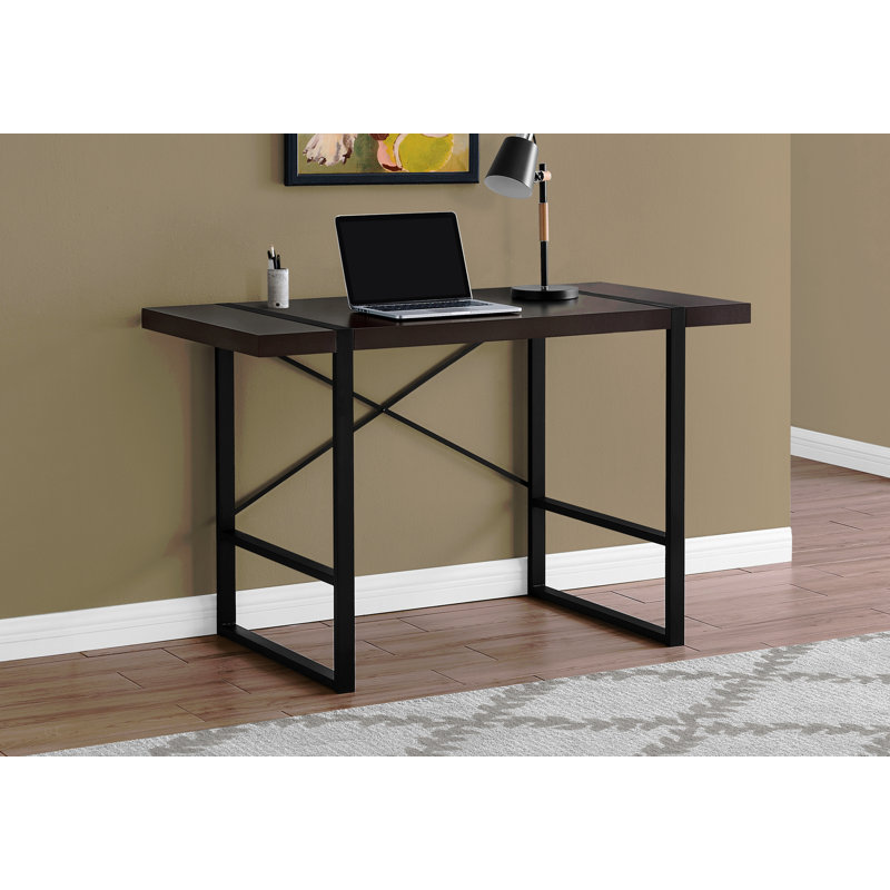 Bureau d'ordinateur, bureau personnel, ordinateur portable, L 48 po, stratifié de travail, métal, contemporain, moderne, Noir