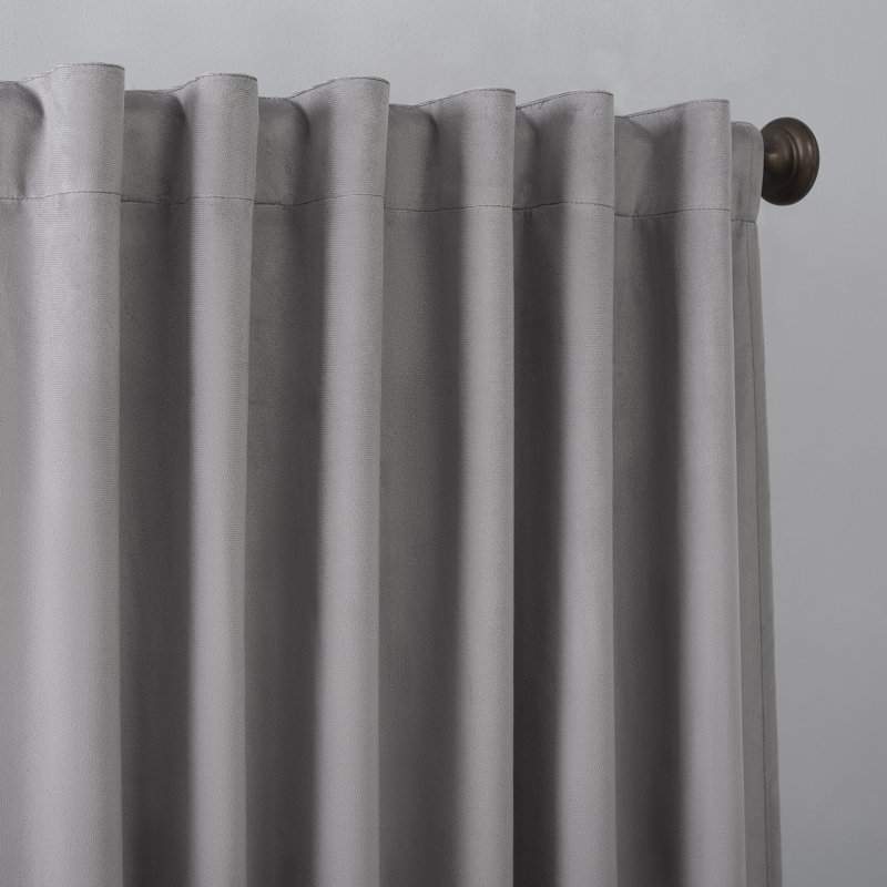 Gray Velvet Blackout Thermal Back Tab Curtain Panel