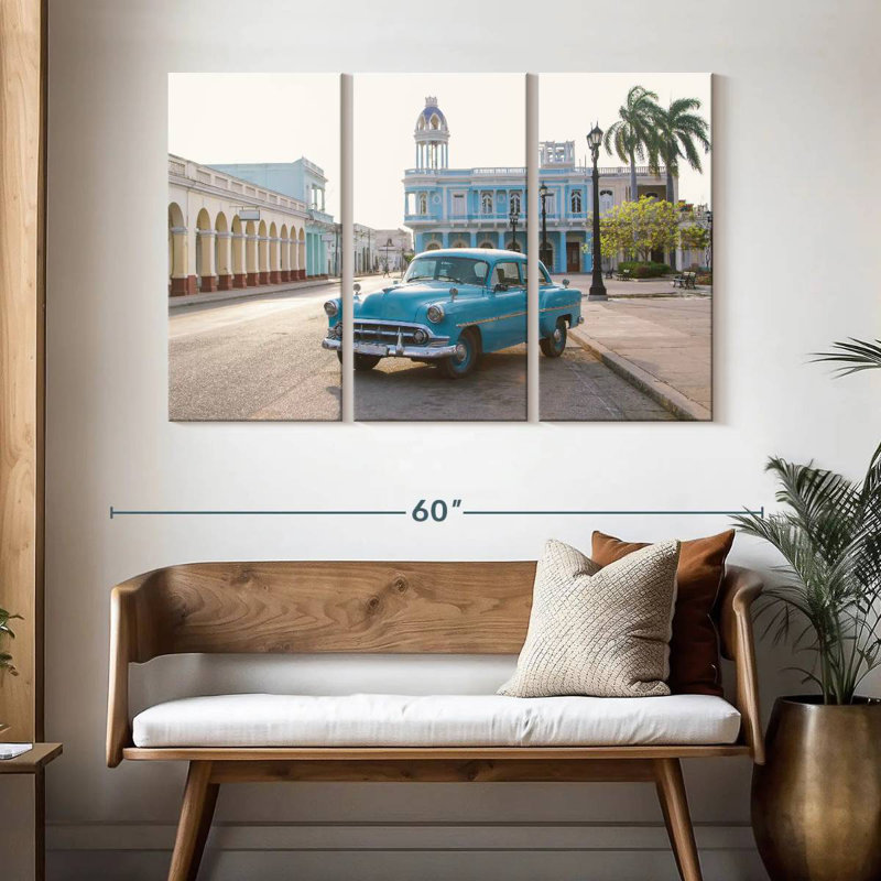 Mehar Blue Cuban Car, 32" H x 50" W