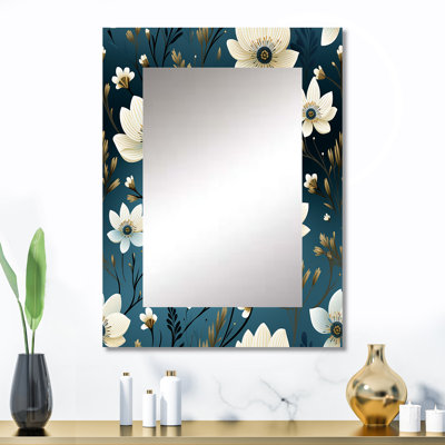 Demarques ivoire, motif floral côtier élégant - miroir mural floral